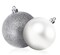 R N' D Toys 100 Silver and White Christmas Ornament Balls Shatterproof + 100 Metal Ornament Hooks, Hanging Ornaments for Indoor/Outdoor Christmas Tree, Holiday Party, Home Décor